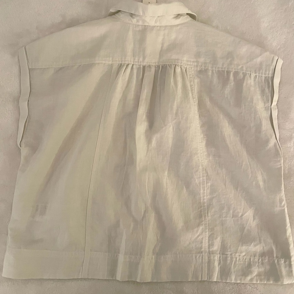 NWT Anthropologie Linen Utility Shirt Womens Size Medium Color Ivory - Picture 7 of 7